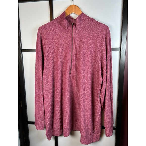 torrid Tops - Torrid Relaxed Fit Super Soft Plush Rib Quarter Zip Sweatshirt 4X‎ Rhubarb